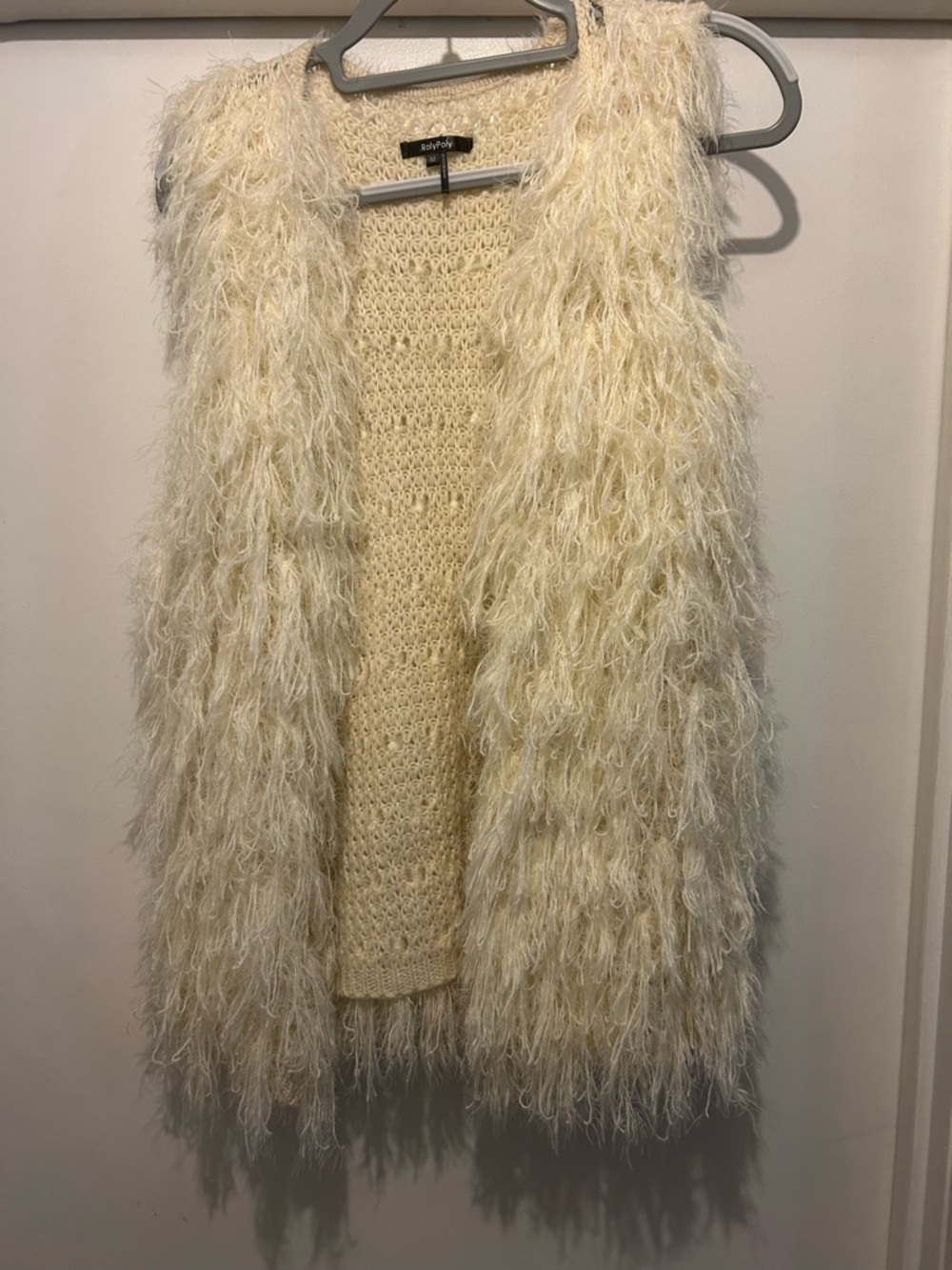 Round Two Cream Faux Fur Knit Vest by Rock & Roll Cowgirl